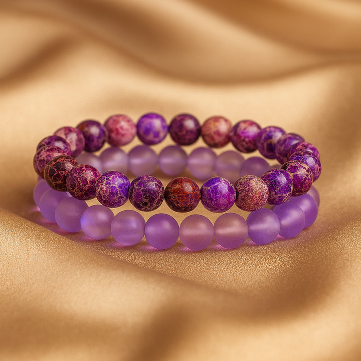 Bracelet DUO "Force Intérieure et Douceur émotionnelle" en Jaspe Impérial et Pierre de Lune