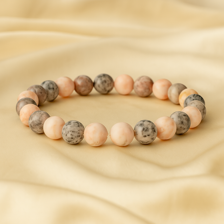 Bracelet "Beauté Éternelle" en Jaspe Zèbre Rose