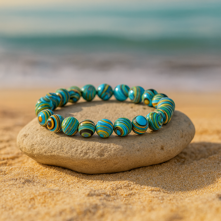 Bracelet "Clairvoyance et Intuition" en Azurite-Malachite
