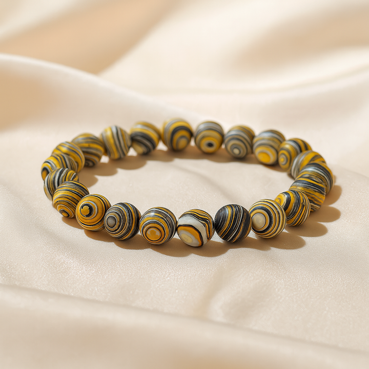 Bracelet "Absorbe les Énergies Négatives" en Malachite Jaune