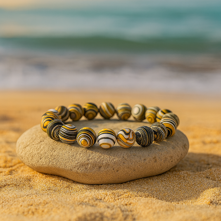 Bracelet "Absorbe les Énergies Négatives" en Malachite Jaune