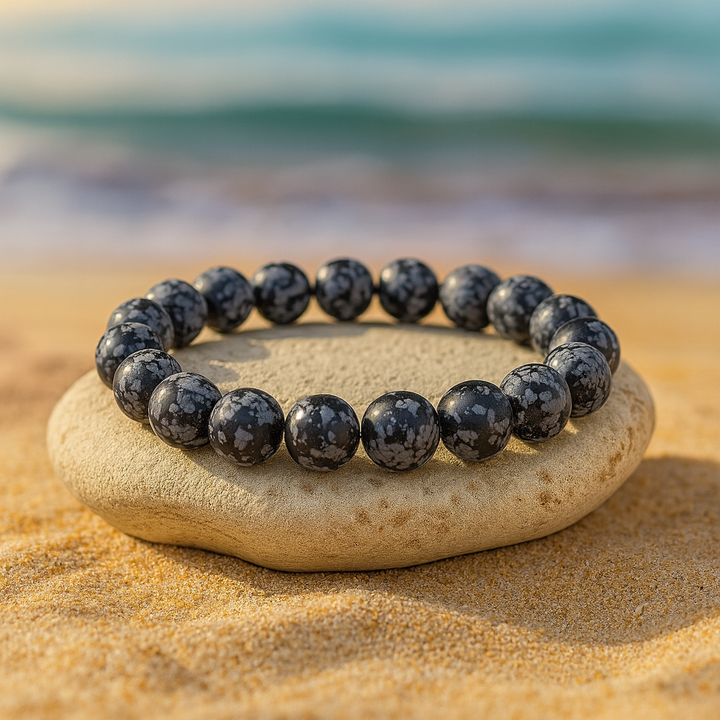 Bracelet "Lucidité et Prise de décision" en Obsidienne Neige