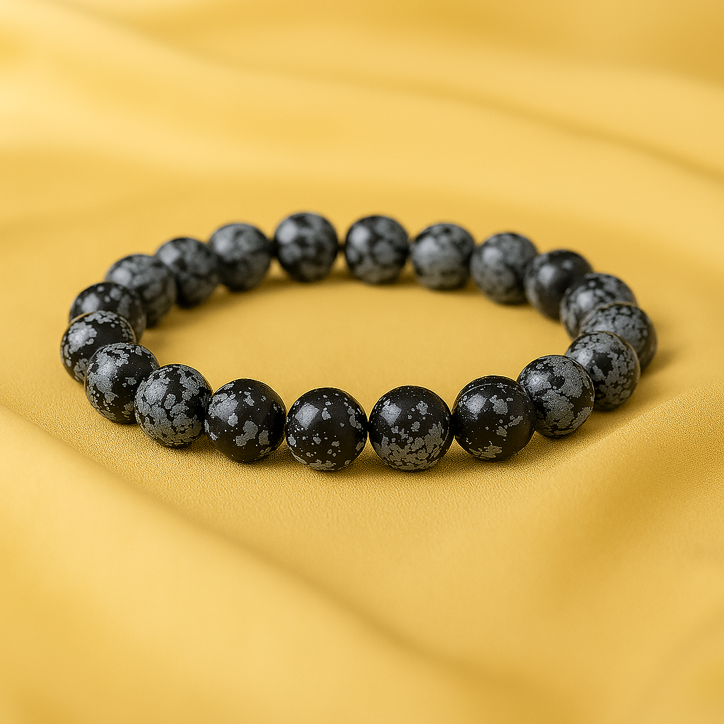 Bracelet "Lucidité et Prise de décision" en Obsidienne Neige