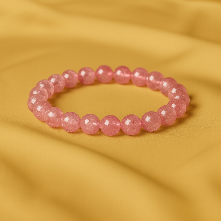 Bracelet "Guérison du Cœur" en Quartz Fraise