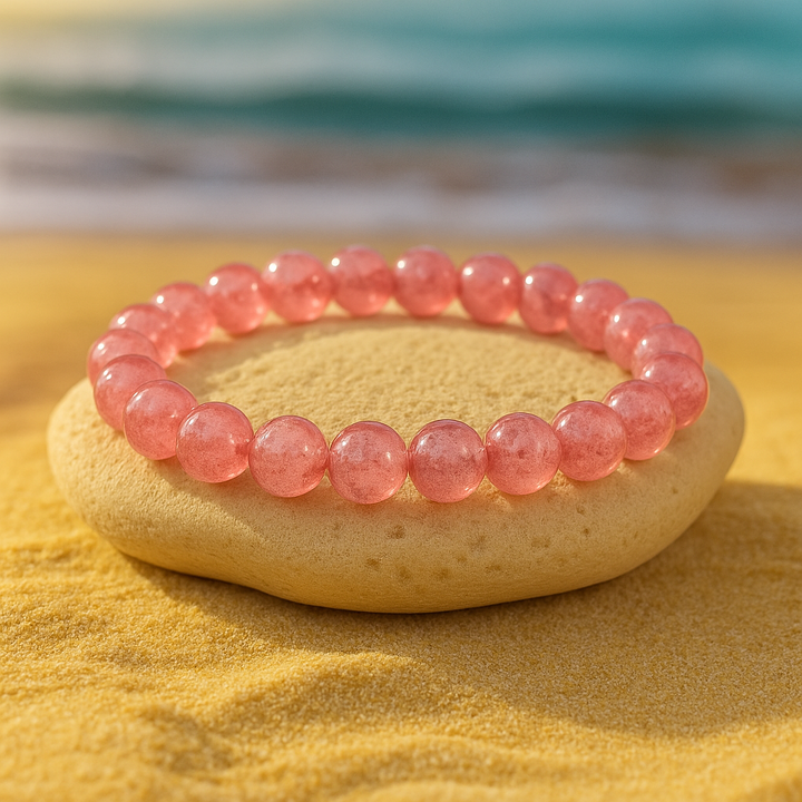 Bracelet "Guérison du Cœur" en Quartz Fraise