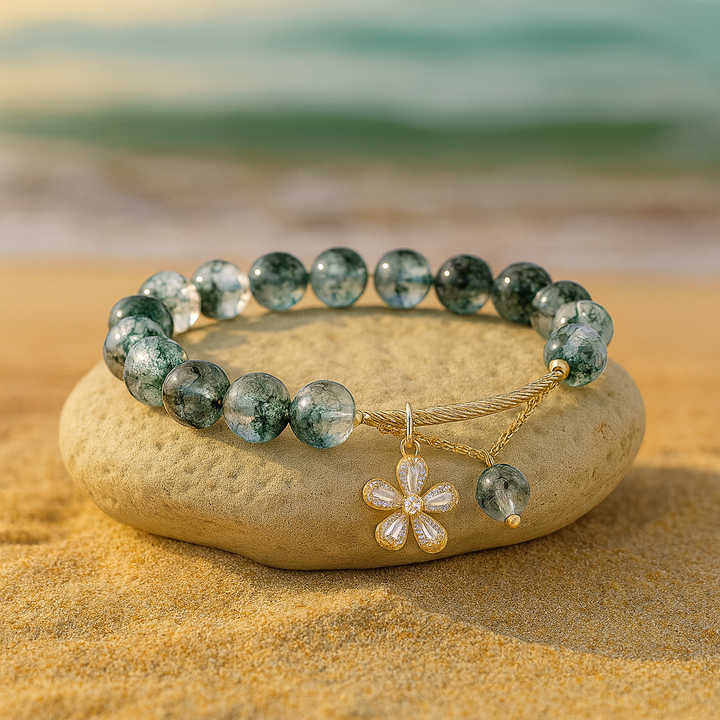Bracelet "Sakura Énergie" en Quartz Green Ghost
