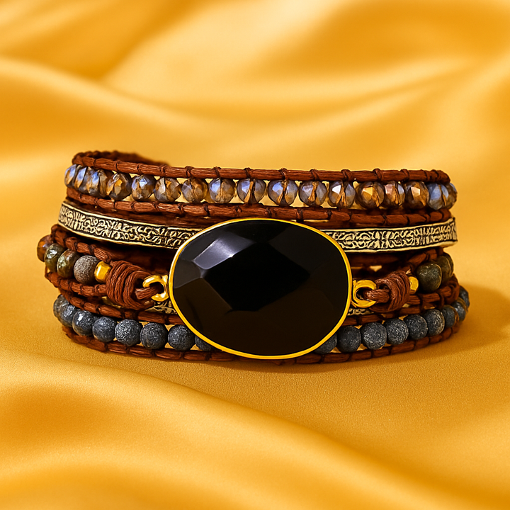 Bracelet Wrap en Pierre d’Onyx