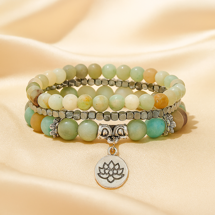 Bracelet Design et Créatif Inspiration Yoga en Amazonite