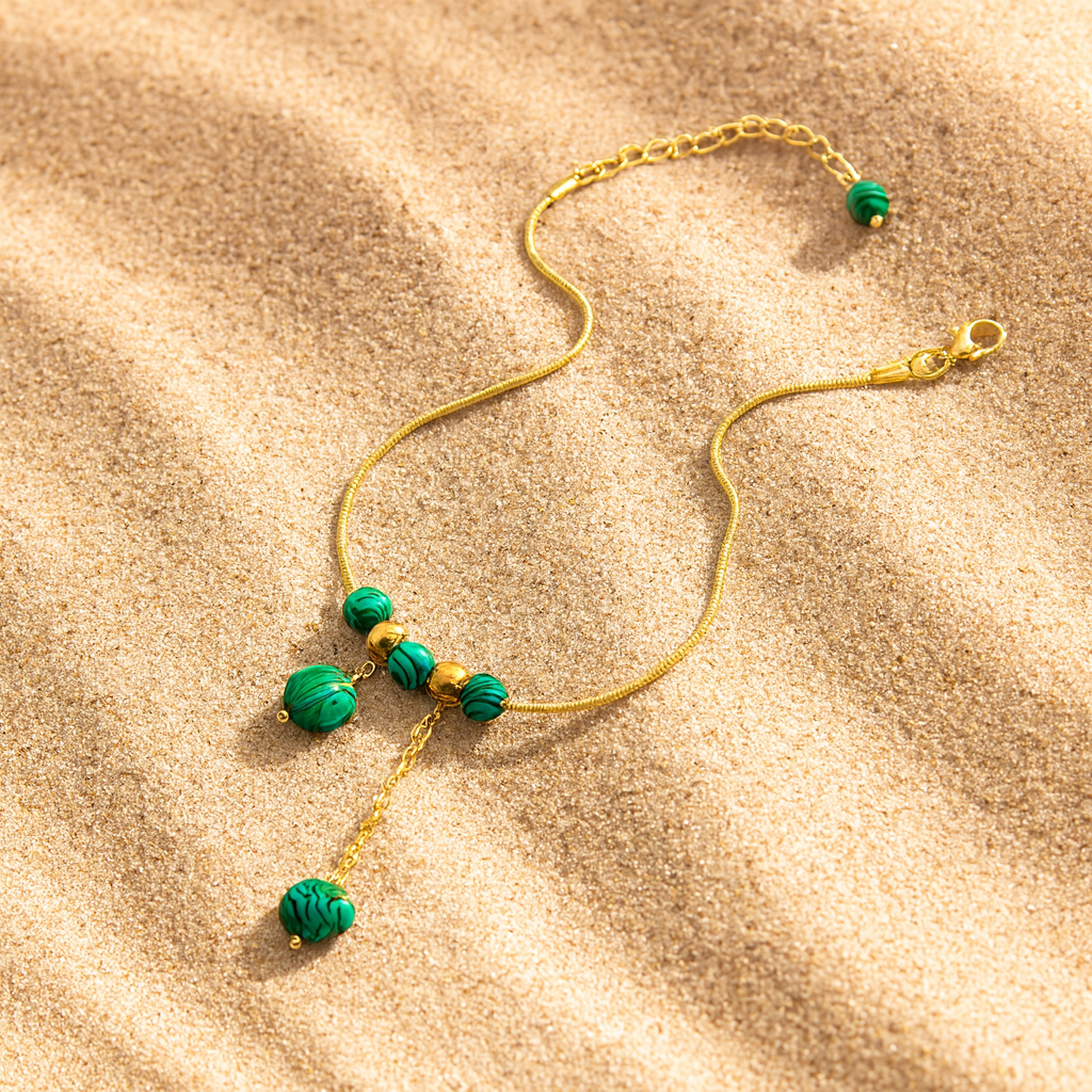 Bracelet de Cheville "Émeraude d’Été"