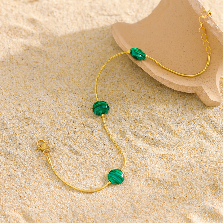 Bracelet de Cheville "Émeraude d’Été"