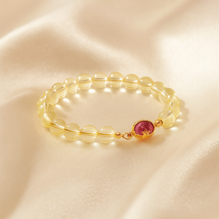 Bracelet "Abondance" en Citrine et Quartz Doré