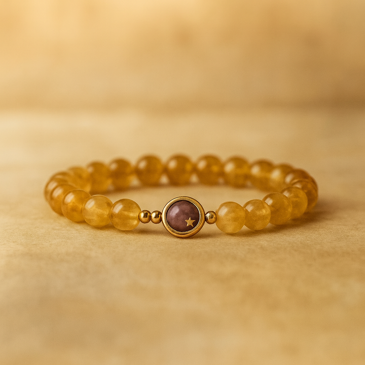 Bracelet "Abondance" en Citrine et Quartz Doré