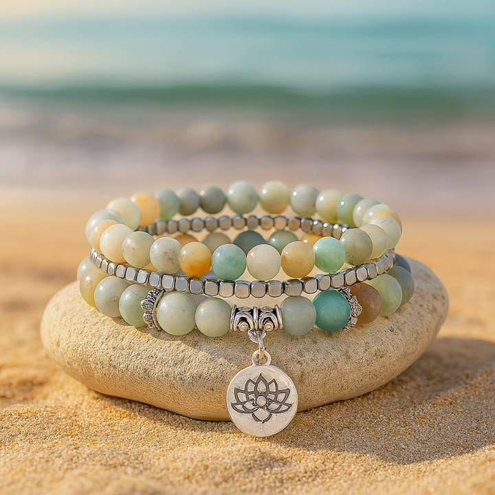 Bracelet Design et Créatif Inspiration Yoga en Amazonite