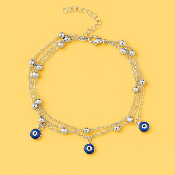 Bracelet de Cheville "Connexion à la Terre" en Oeil Bleu
