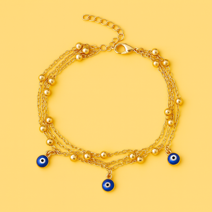 Bracelet de Cheville "Connexion à la Terre" en Oeil Bleu