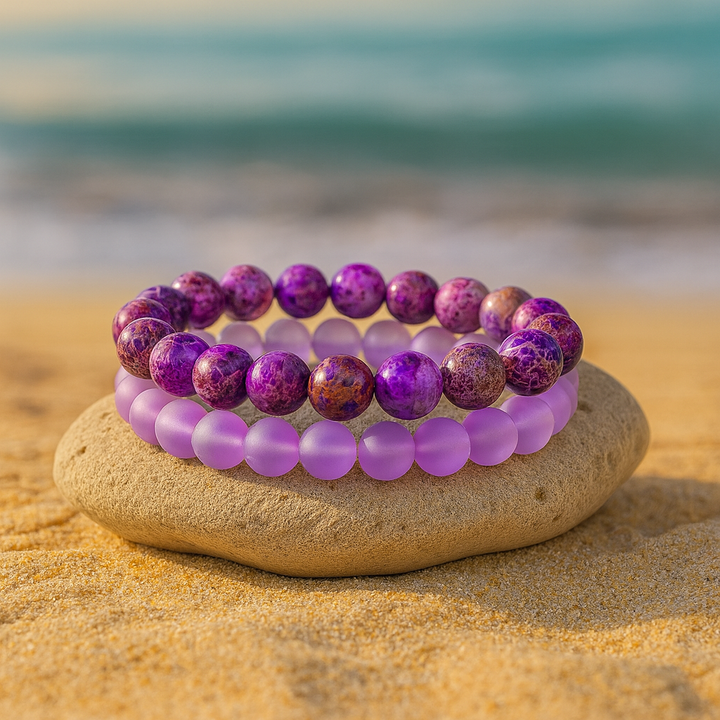 Bracelet DUO "Force Intérieure et Douceur émotionnelle" en Jaspe Impérial et Pierre de Lune