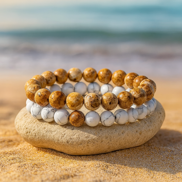 bracelet DUO "Stabilité et Ancrage" en Jaspe Paysage