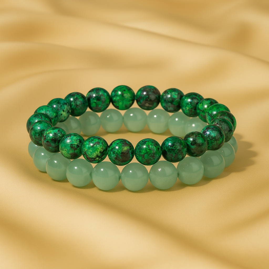 Bracelet "Chance et Prospérité" en Granite et Aventurine verte