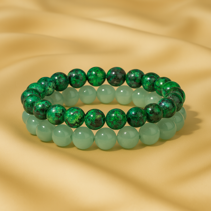 Bracelet "Chance et Prospérité" en Granite et Aventurine verte