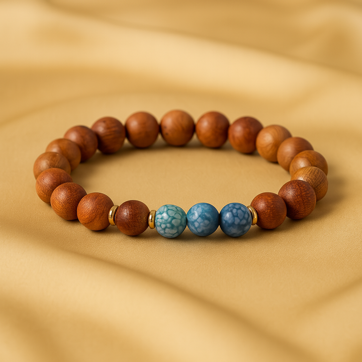 Bracelet "Connexion à la nature" en Perles de Bois et Agate - Style Ethnique