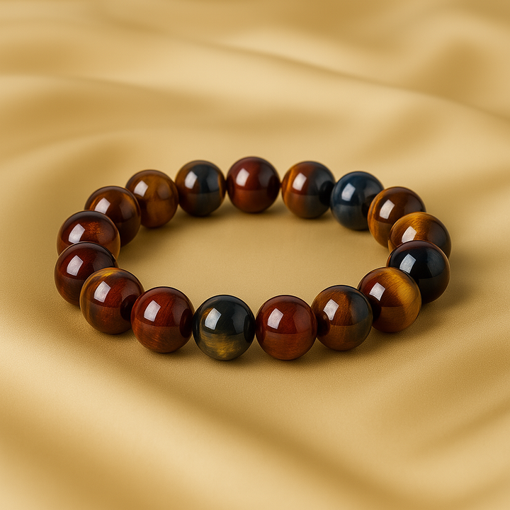 Bracelet "Bouclier extrême" en Oeil de Tigre, Oeil de Taureau & Oeil de Faucon