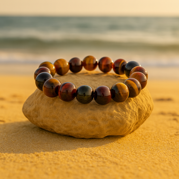 Bracelet "Bouclier extrême" en Oeil de Tigre, Oeil de Taureau & Oeil de Faucon