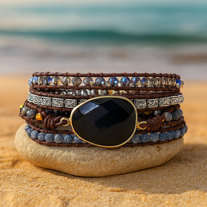 Bracelet Wrap en Pierre d’Onyx
