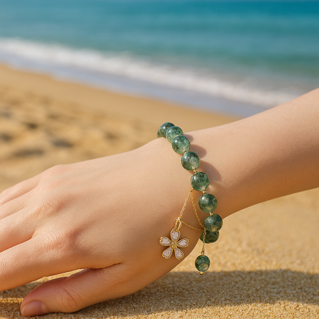 Bracelet "Sakura Énergie" en Quartz Green Ghost