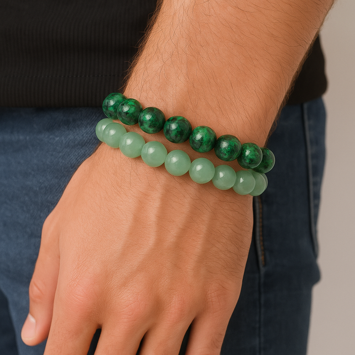 Bracelet "Chance et Prospérité" en Granite et Aventurine verte