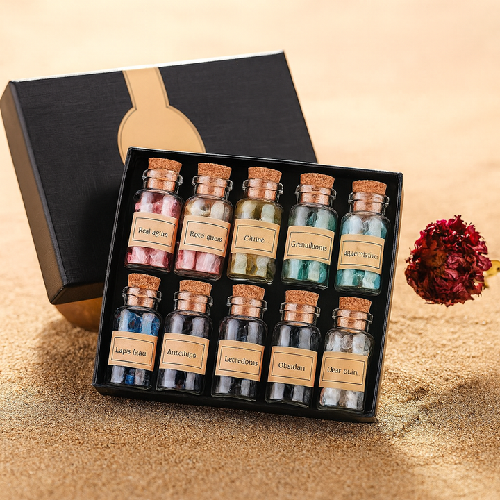 Coffret Cristaux Naturels en Mini Bouteilles