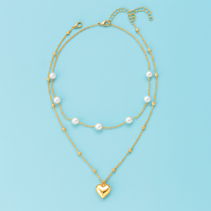 Collier Duo Cœur & Perles