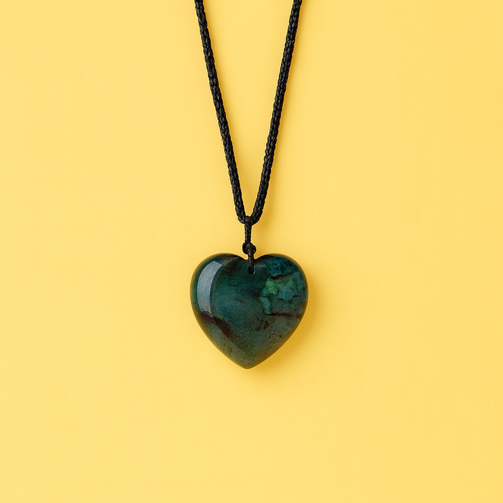 Collier Cœur en Agate Verte