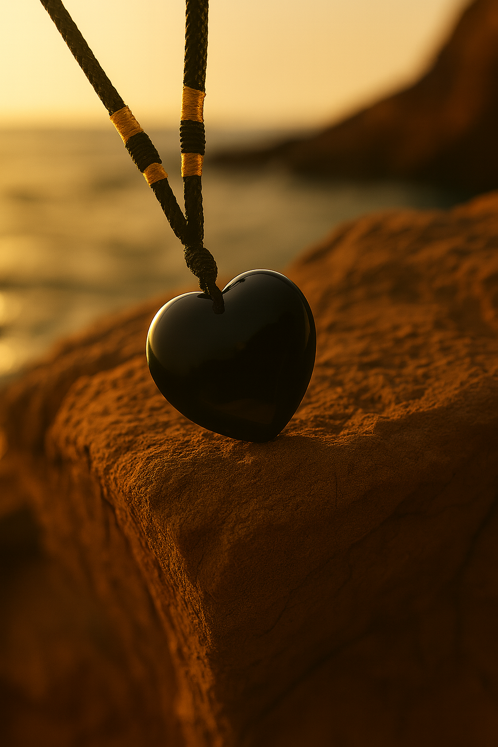 Collier Cœur en Obsidienne