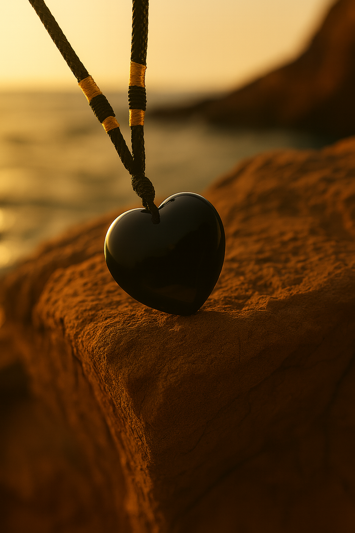 Collier Cœur en Obsidienne