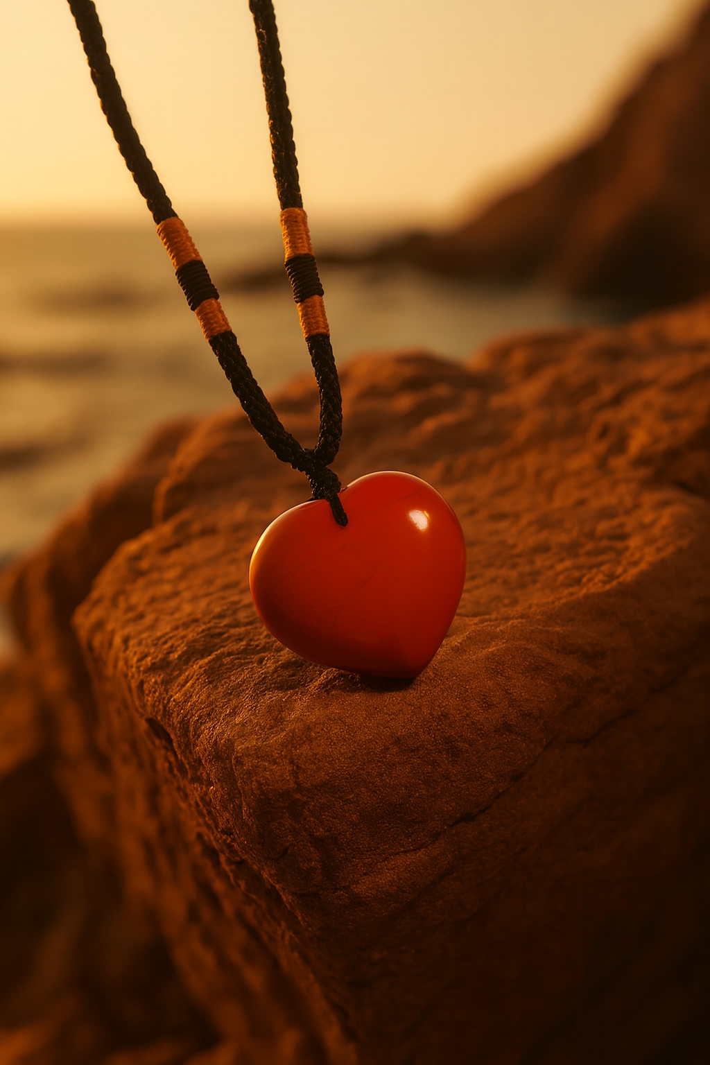 Collier Cœur en Jaspe Rouge