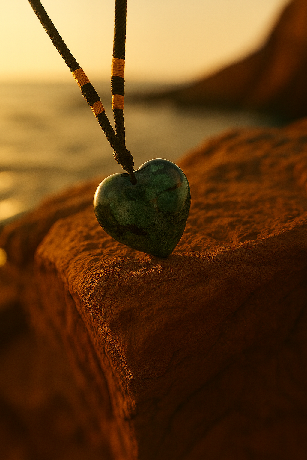 Collier Cœur en Agate Verte