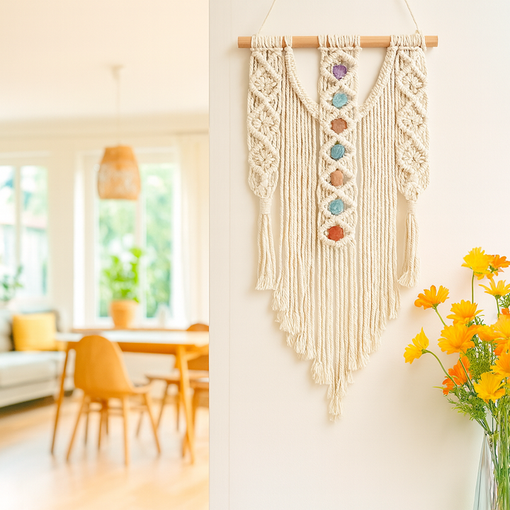 Suspension Murale Chakras en Macramé