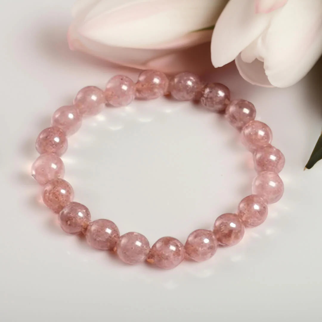 Bracelet "Guérison du Cœur" en Quartz Fraise