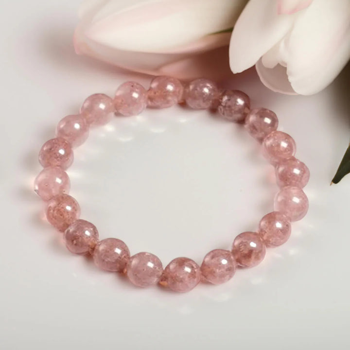 Bracelet "Guérison du Cœur" en Quartz Fraise