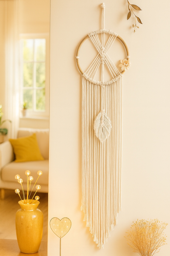 Attrape-Rêves Macramé “Feuille de Lune”