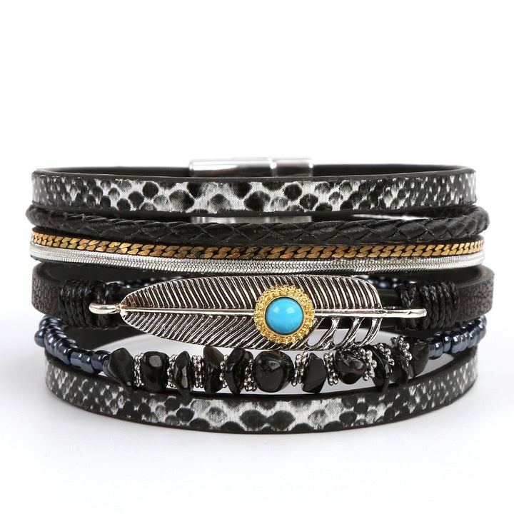 Bracelet WRAP Plume d'Ange en Pierres Bleu Turquoise