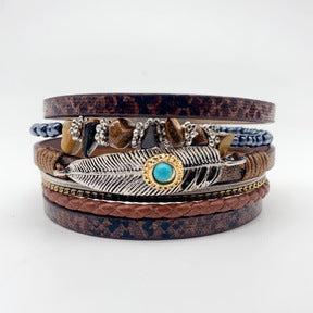 Bracelet WRAP Plume d'Ange en Pierres Bleu Turquoise