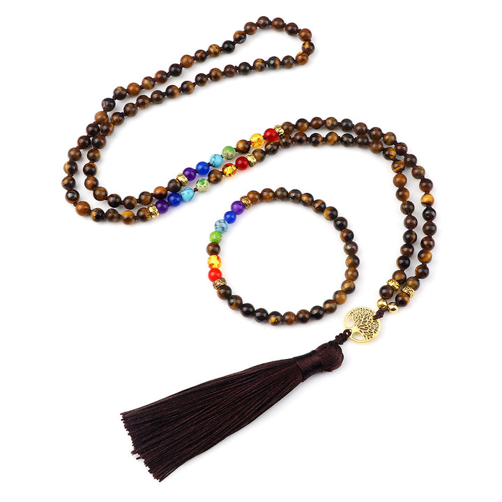 Coffret Mala et Bracelet "7 Chakras & Oeil de Tigre"