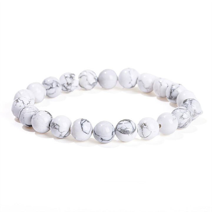 Bracelet "Apaise le mental" en howlite - Turquoise blanche