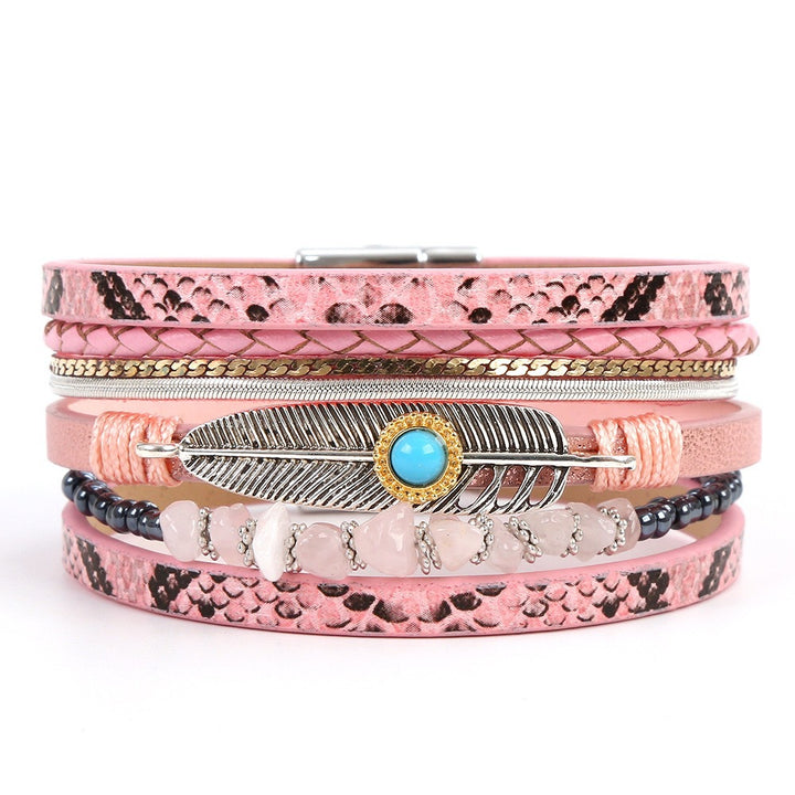 Bracelet WRAP Plume d'Ange en Pierres Bleu Turquoise
