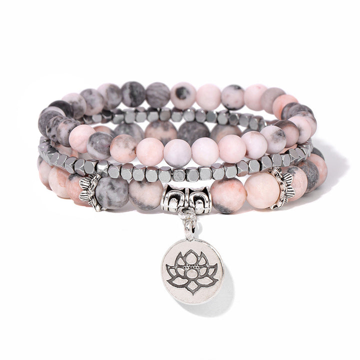 Bracelet Design et Créatif Inspiration Yoga en Pink Zebra