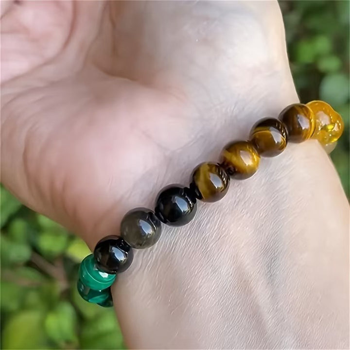 Bracelet Richesse en Aventurine, Citrine, Malachite et Oeil du tigre