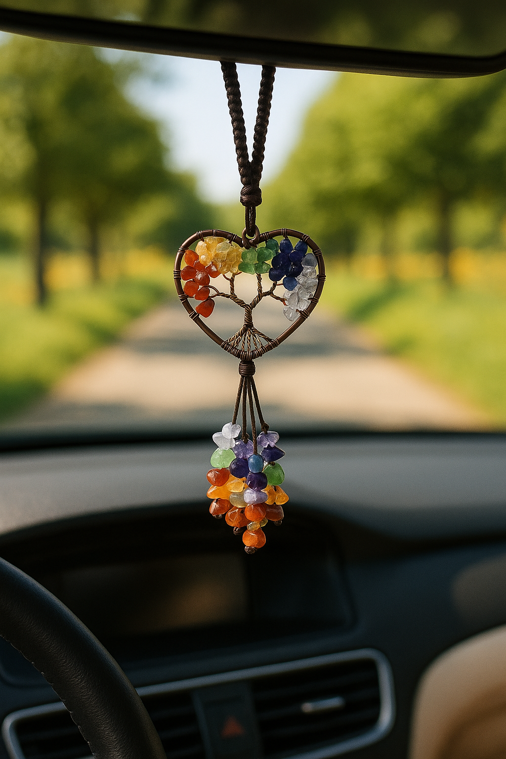 Pendentif Voiture - Arbre de Vie Cœur Énergétique