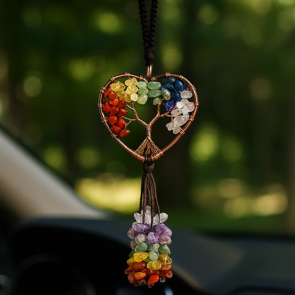 Pendentif Voiture - Arbre de Vie Cœur Énergétique