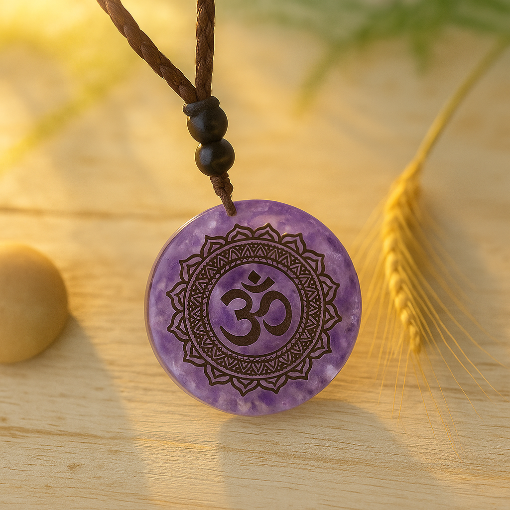 Collier Énergétique “Symbole Om” en Cristal Naturel